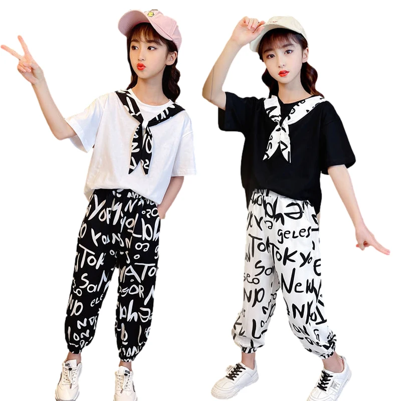 

Children Clothes Girls Sets Short Sleeve T-shirts + Pants 2021 Summer Children's Clothing Suits Teenage Casual 3 8 10 14 Years