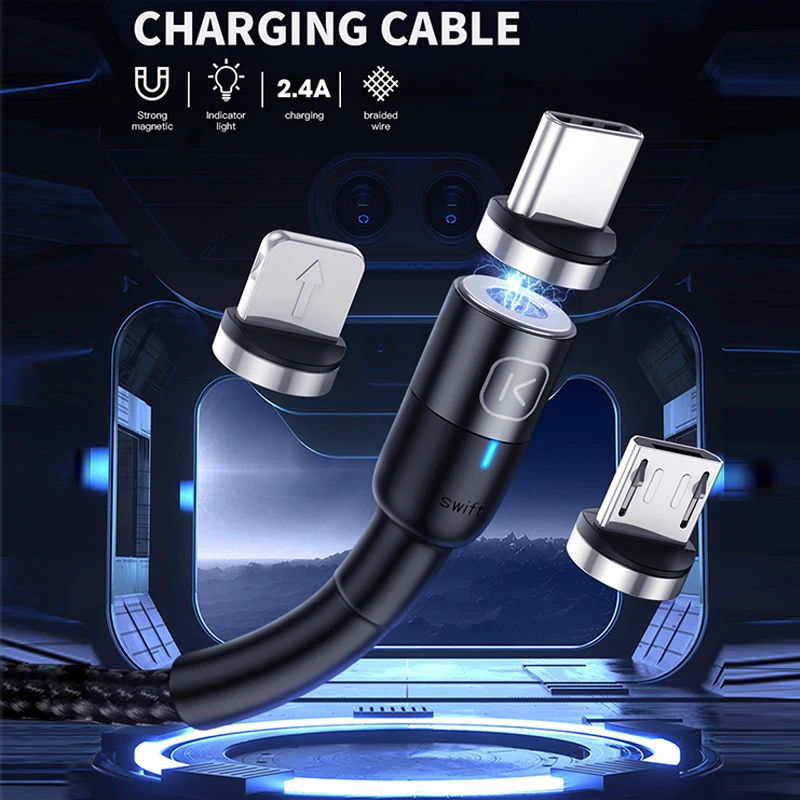 Магнитный кабель KUULAA Micro USB Type C для iPhone Xiaomi Android быстрая зарядка зарядный провод шнур|Кабели мобильных