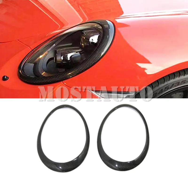 

For Porsche 911 997 Real Carbon Fiber Exterior Headlight Cover Eyelid Eyebrow Trim 2012-2015 2pcs Car Accessories