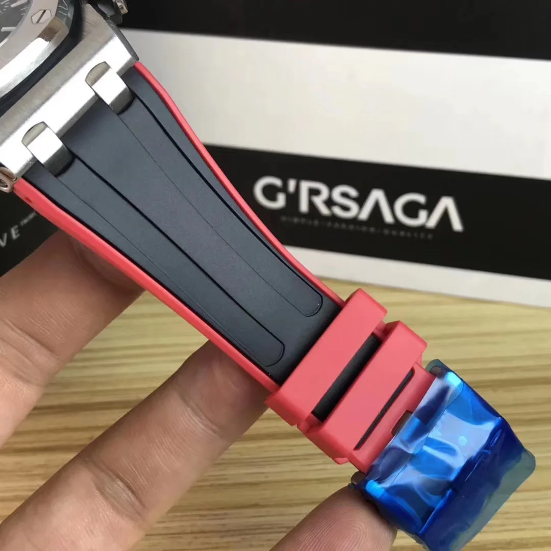 

Classic New Men Watches Chronograph Sapphire Stainless Steel Grey Black Blue Rubber Silver Luminous Stopwatch Sport Limited