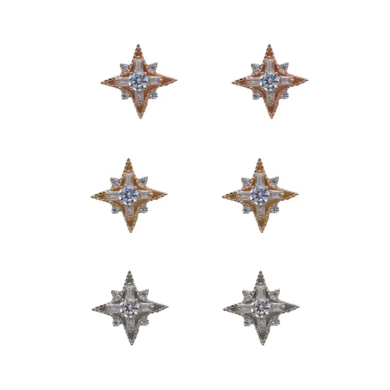 

2021 new 18K gold fashion temperament exquisite star inlaid zirconium star with same temperament earrings women