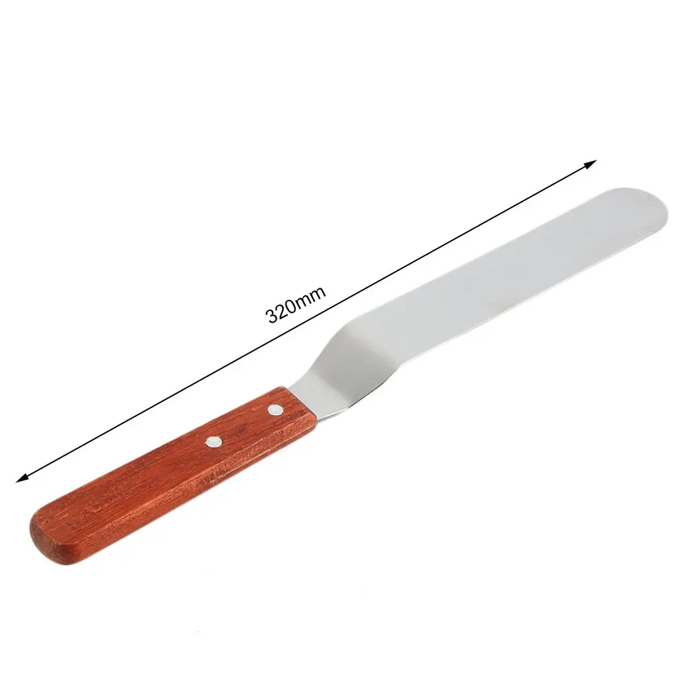 

In Stock! Stainless Steel Butter Cake Cream Knife Fondant Pastry Cake Decor Spatula Wooden Handle Kitchen Smoother Spreader