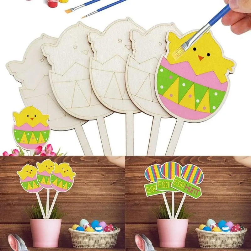 

Handmade Painted Easter Toys Set DIY Egg Rabbit Chick For Children Drawing Skill Home Decoration Indoor Crafts 2021 Hot Sale