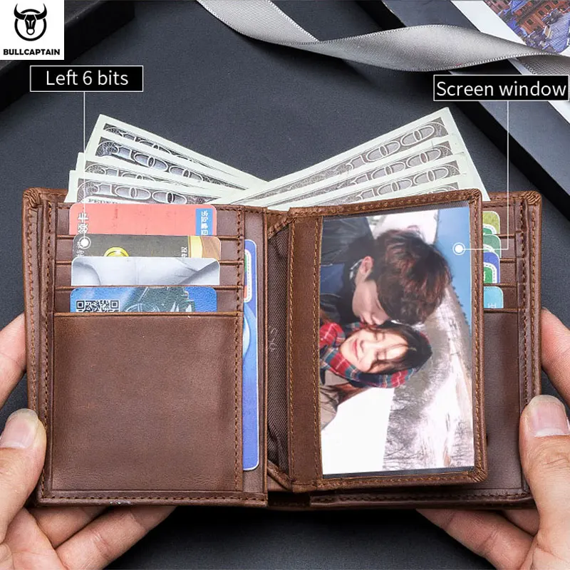 BULLCAPTAIN мужской кошелек из воловьей кожи корейский короткий вертикальный