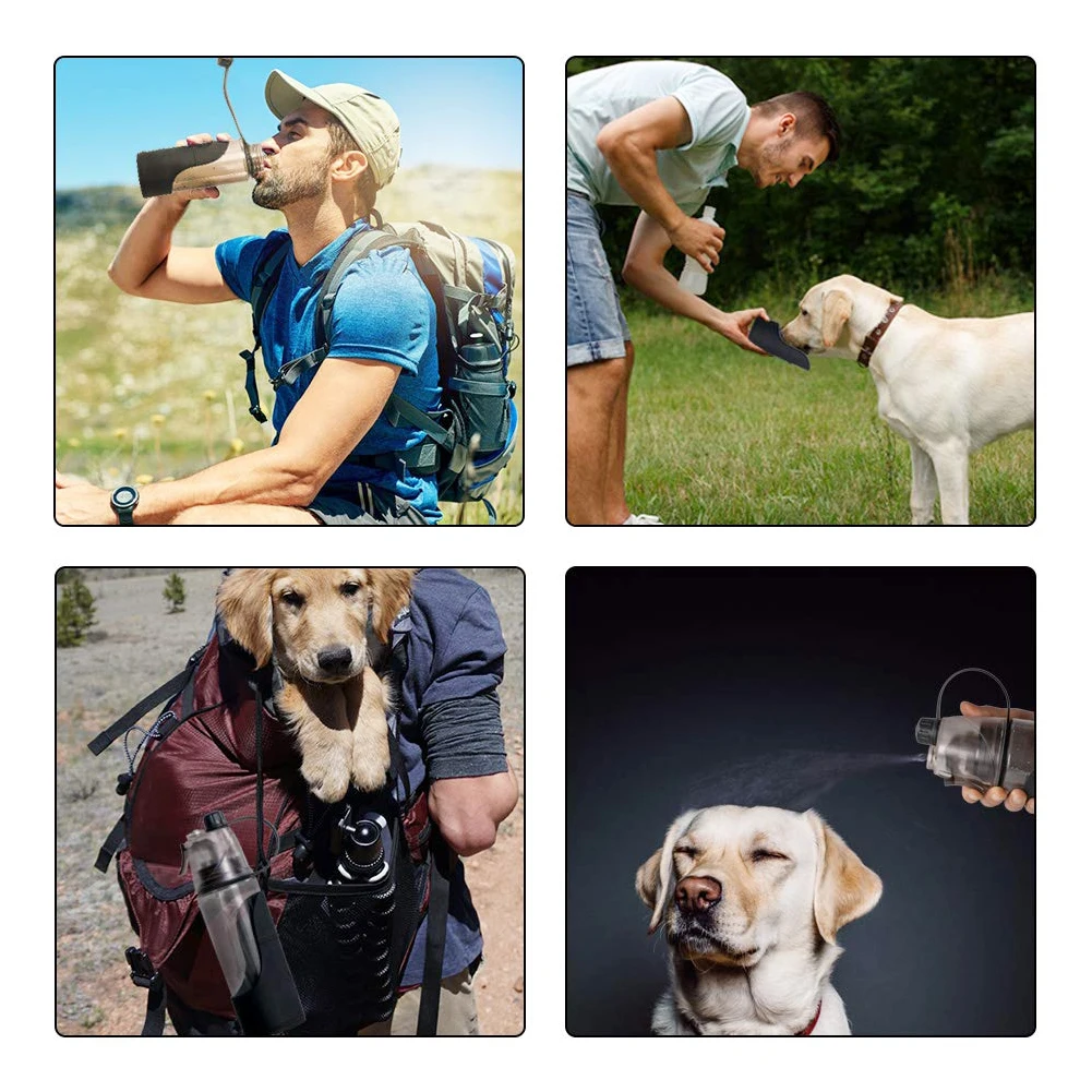 Бутылка для воды двойного назначения людей домашних животных дорожная бутылка 600