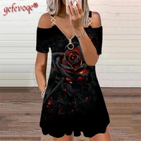 oversize women clothing summer elegant sexy off shoulder party dresses female casual floral print short sleeve beach mini dress
