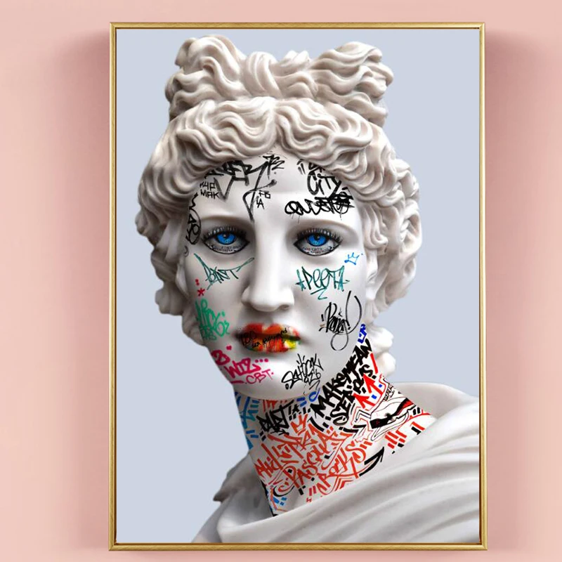 Граффити уличное искусство скульптура Аполлона холст живопись плакат и принты
