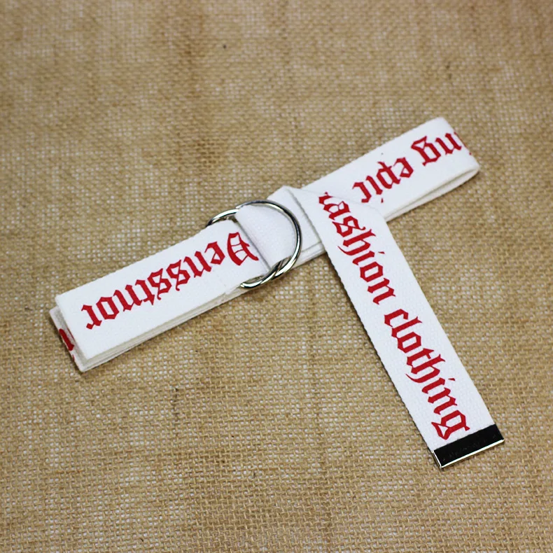130cm Fashion Neutral Nylon Canvas Belt Waistband Printing D Ring Double Buckle Student Casual Letter Unisex | Аксессуары для