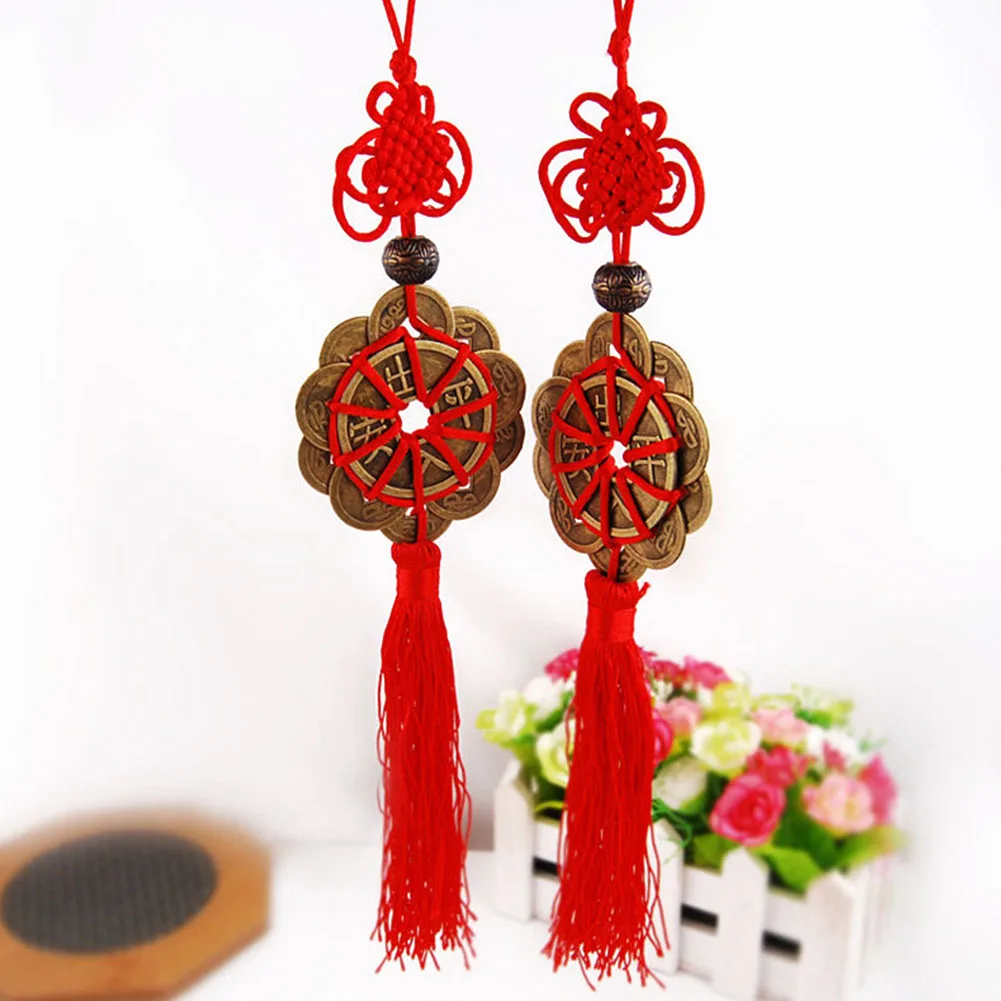 Chinese knot Coins Wind Chime Bell With Tassels for Good Luck Have a safe trip Fortune Home Car Hanging Auto Decoration Gift | Автомобили