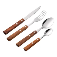 jaswehome 4pcs premium stainless steel cutlery padauk wood handle knife spoon fork set western steak tableware collection