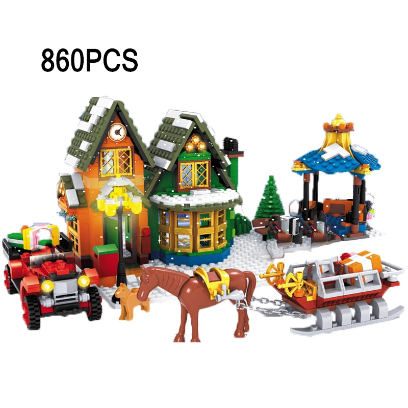 25526 Legoings Рождество Зима деревенская сцена праздник город поезд олень друзья