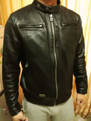 

Sales High Quality Vintage Sheepskin Men Jackets Casual Men's Genuine Leather Jacket Classic Biker