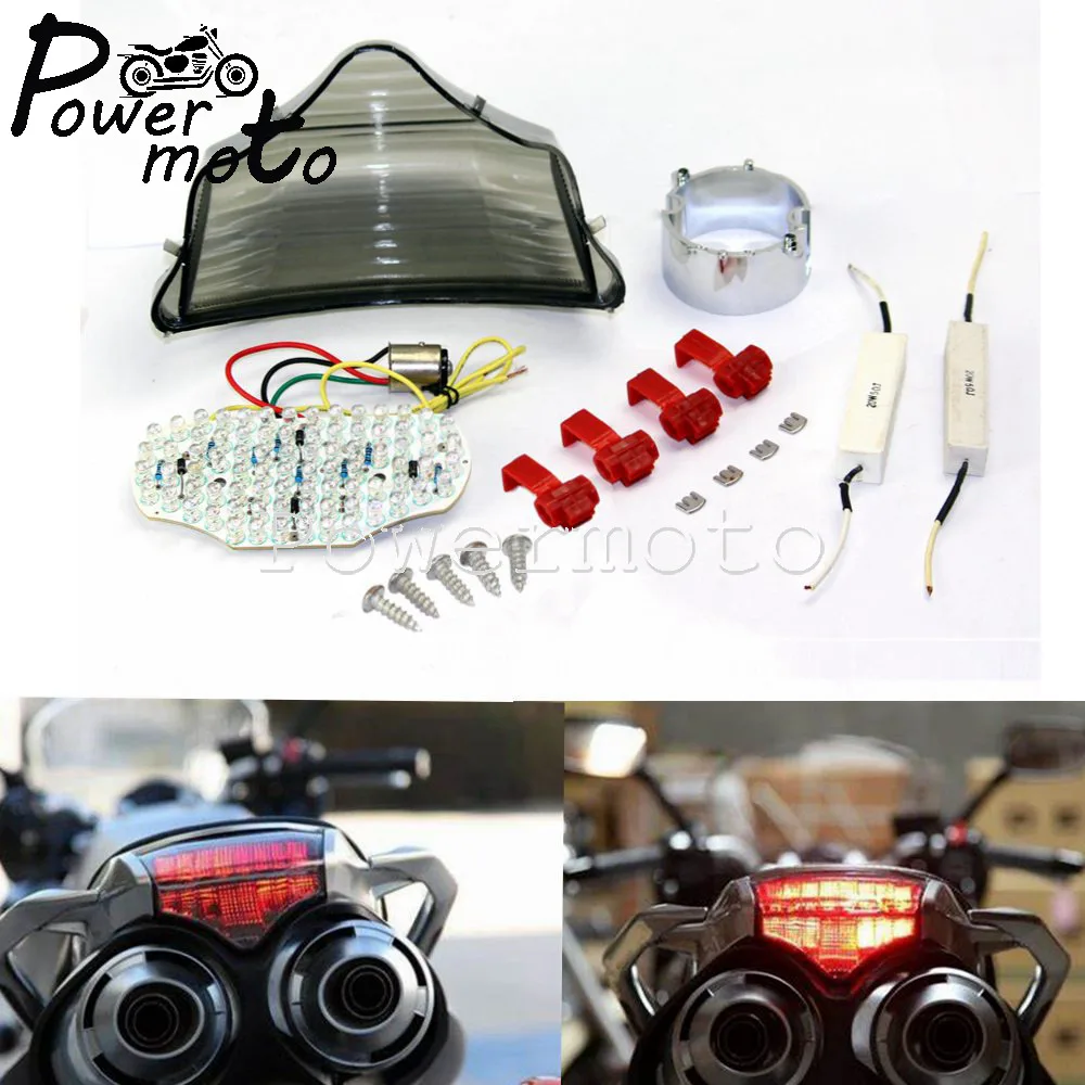 

For Yamaha FZ6 Fazer 600 2003-2008 ABS Plastic Motorcycle Smoke Lens LED Integrated Turn Signals Lamp Tail Brake Light Taillight