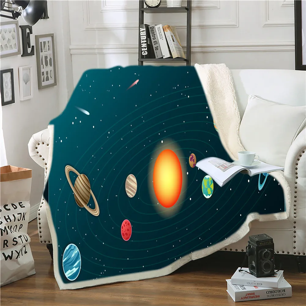 

Hot Sale Cosmos Planet 3D Printed Fleece Blanket for Beds Thick Quilt Fashion Bedspread Sherpa Throw Blanket Adults Kids