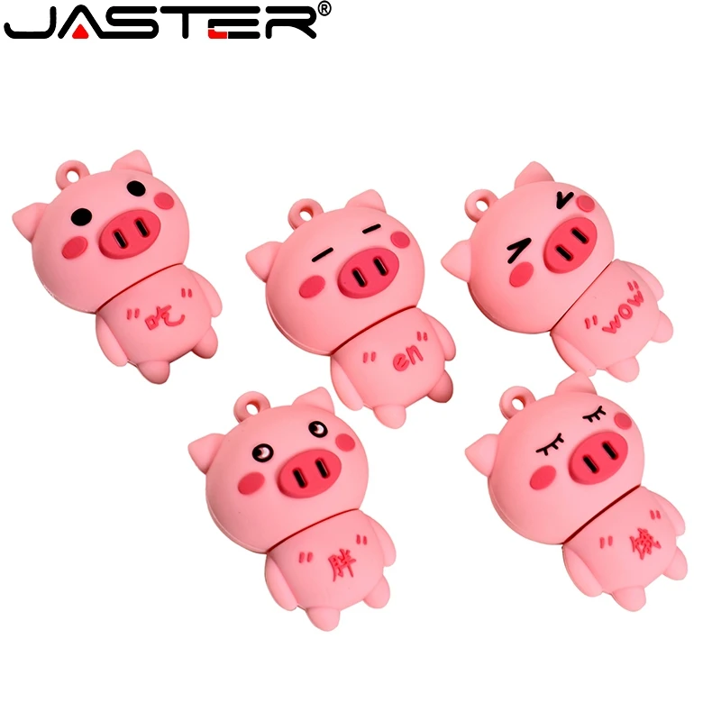 

JASTER Cute pig USB flash drives Pink Pen drive 128GB USB stick 64GB Cartoon U disk 32GB Memory Creative gift 8GB 16GB Pendrive