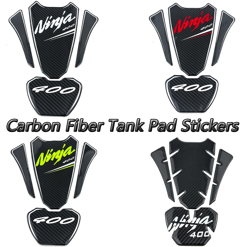 

3D Carbon Fiber Fuel Tank Cover Protector Sticker Pad Gas Cap Set Anti Slip Traction Decal For Kawasaki Ninja 400 Z400