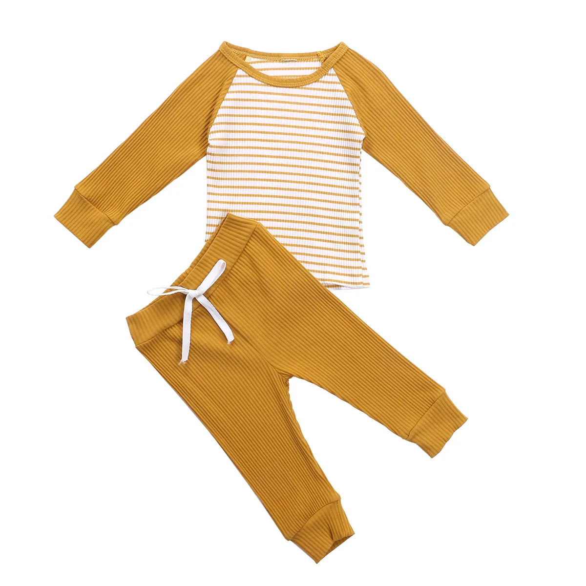 

Kids Baby Clothes Outfits Stripes Round-Neck Long-Sleeve T-Shirt Tops + Elastic Waist Pants 2 Pieces Set Tracksuit Autumn Spring