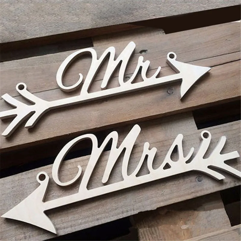 Деревянные поделки шпагат кулон буквы MR & MRS стрелы вывеска дерево Свадебная