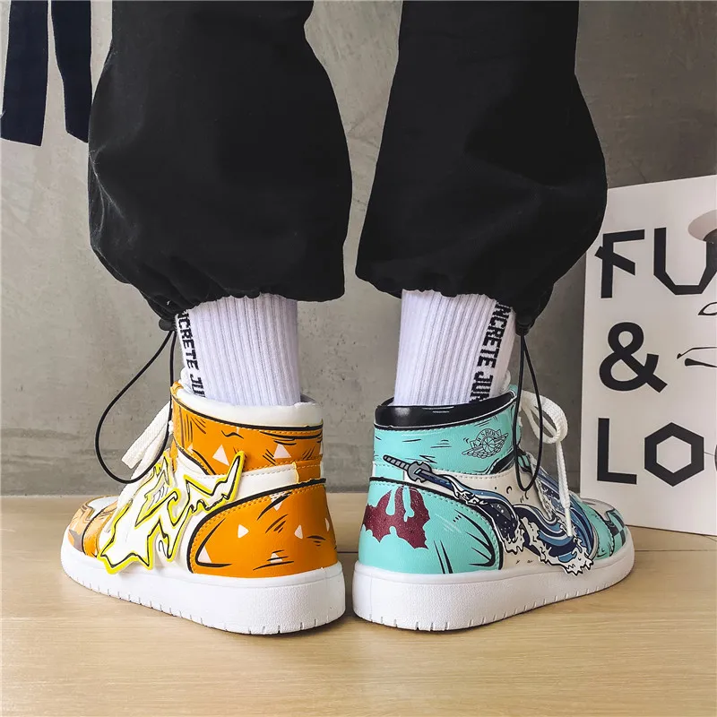 

Anime Shoes High Men's Sneakers 2021 Summer Vulcanized Hip Hop Shoes for Men Trainers Streetwear Skateboard Korean Tennis Shoes