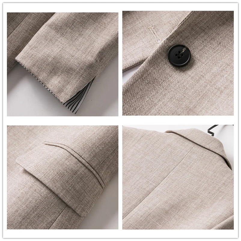 

2020 Autumn New Women Fashion Solid Ins Blazer Long Sleeve Notched Single-Button Pocket Loose Female Coat Office Lady Woman Tops