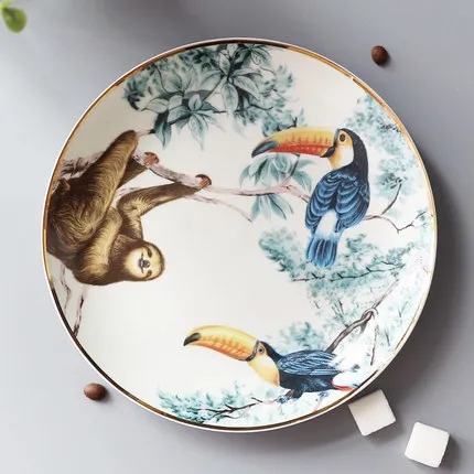C-8 inch plate Fangqi тропический лес керамическая посуда китайский скелетный животное десертная Фруктовая тарелка домашнее фарфоровое украшение - Цвет: C-8 inch plate