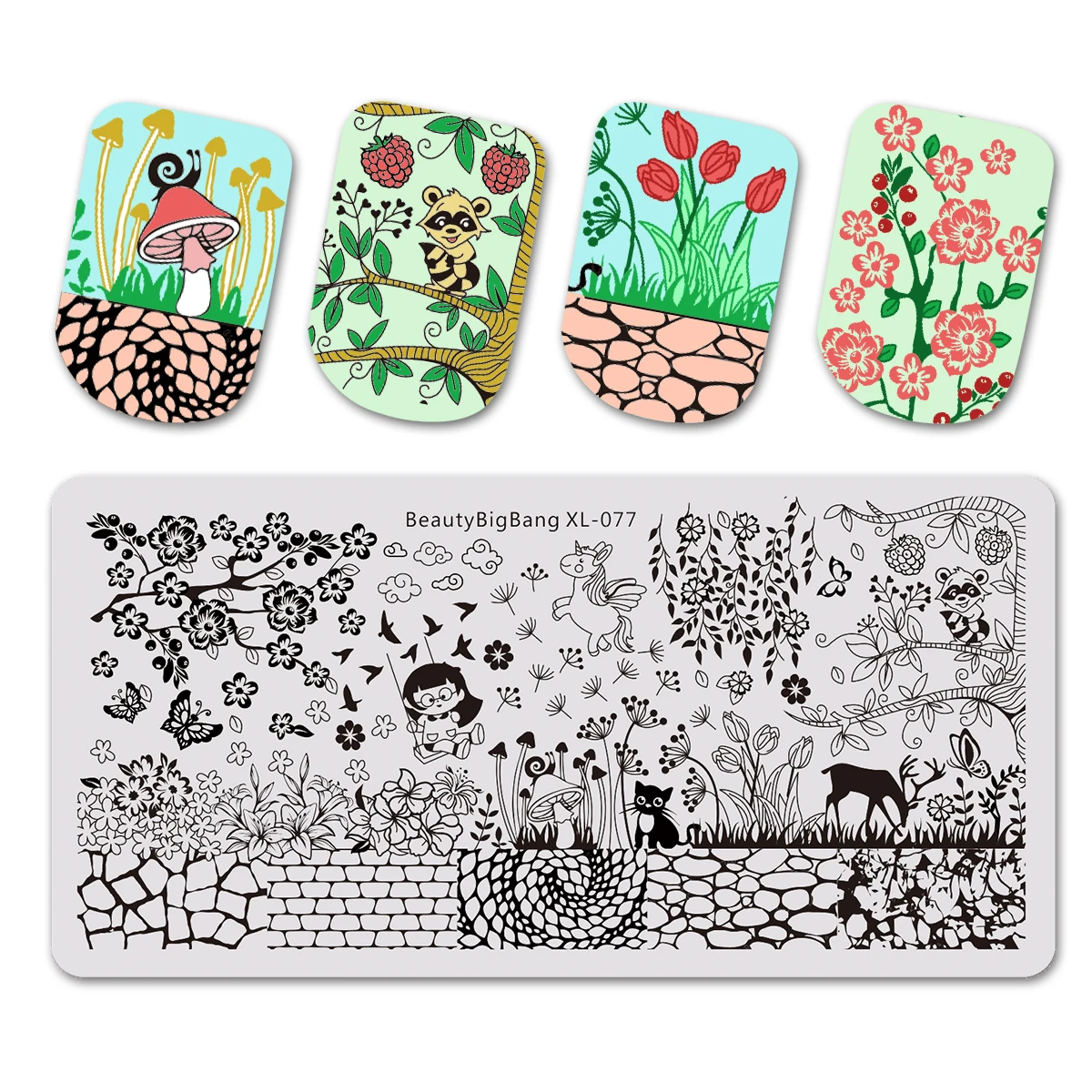 

BeautyBigBang Nail Art Stamping Plate Bird Flower Animal Pattern Nail Art Stamping Template Image Plate Stencil Nail Design Tool