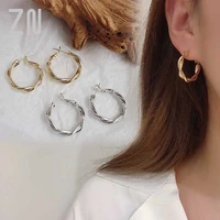zn fashion simple distortion interweave twist metal circle personality hoop earrings for women girls party jewelry accessories