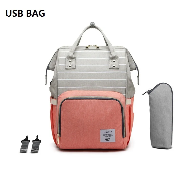 usb bag USB Mommy Bag Diaper Large Capacity baby bag travel Nappy diaper backpack waterproof anti-loss maternity bag handbags for moms - Цвет: usb bag