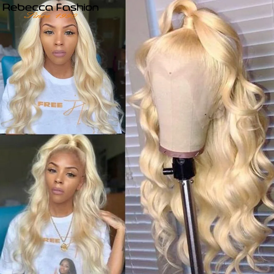 HD Transparent Lace Front Human Hair Wigs PrePlucked 13x6x1 Honey Blond Brazilian Remy Body Wave Lace Frontal Wig With Baby Hair