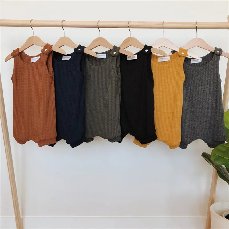 Для детей 0 36 месяцев одежда для малышей однотонные Цвет комбинезон летняя