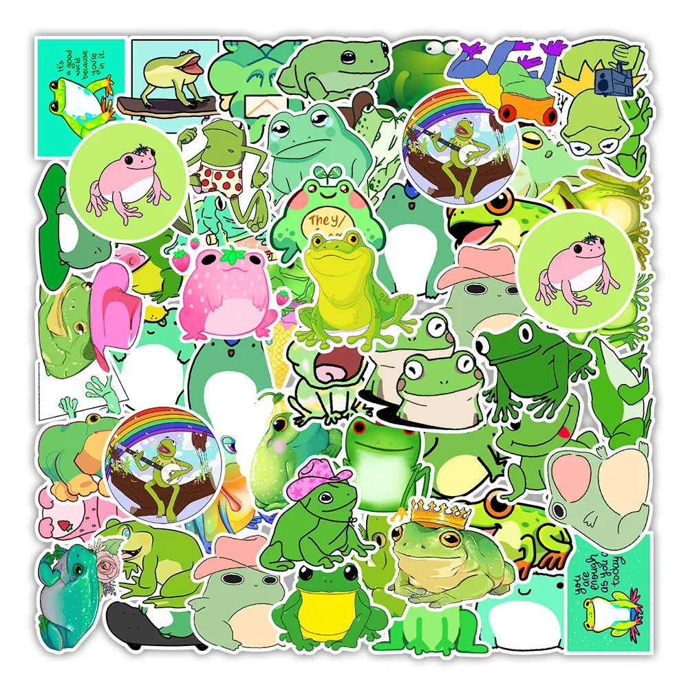 Pegatina de juguete Kawaii para ni&ntilde;os y ni&ntilde;as, decoraci&oacute;n de coche de equilibrio con dibujos animados de rana de Color, 10/50 Uds.-1