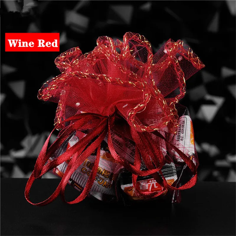 Wine red 50 шт. красочные свадебные сувениры и подарки круглый мешок из органзы Ювелирные изделия мешочки Марля Элемент мешок Свадебные/единорог вечерние украшения 5Z - Цвет: Wine red