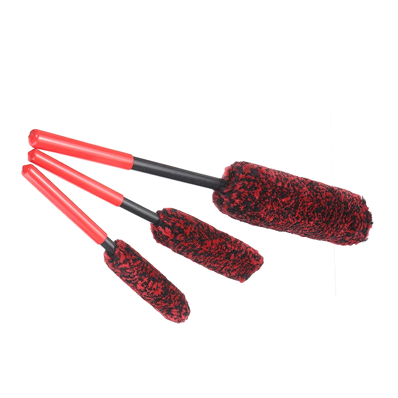 

3pcs Wheel Woolies Plush Soft Wheel Cleaning Brush Car Detailing Brush Multifunctional Home Cleaning Brushes Kit