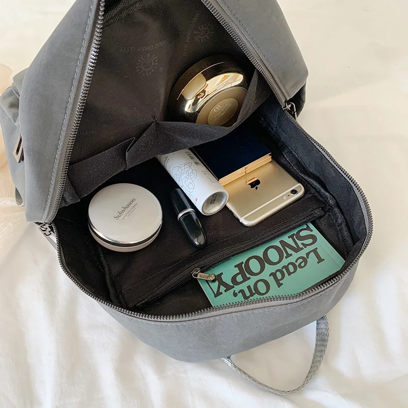 

2021 Simple Backpack trend women canvas Double Zipper shoulder bags casual lady Travel tote hand bag wear-resistant Mochila sac