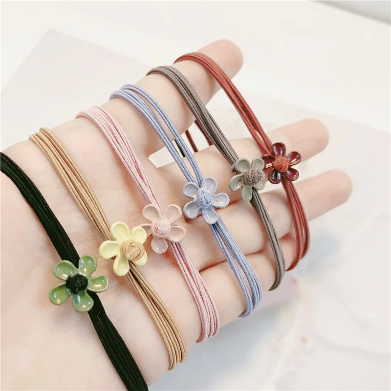 Милые Многослойные эластичные повязки для волос с милыми цветами женщин и