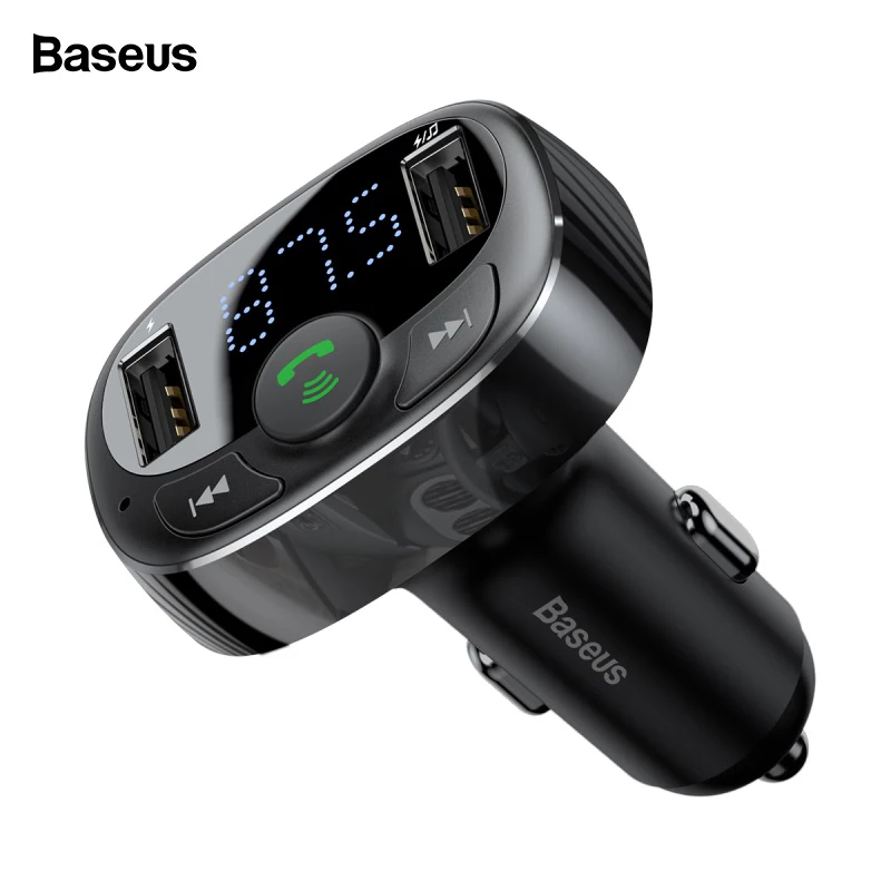 Baseus 3.4A двойной USB Автомобильное зарядное устройство комплект громкой связи fm-передатчик Aux модулятор аудио MP3 плеер Bluetooth автомобильное USB зарядное устройство Зарядка