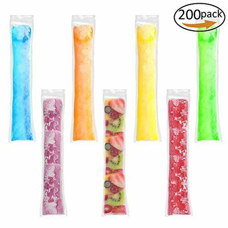 200PCS Ice Popsicle Molds Bags Disposable Candy Tube Zip-Lock Pouch Freeze Pops | Дом и сад