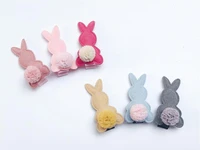 boutique 30pcs fashion cute tulle pom pom rabbit hairpins solid easter bunny hair clips princess headwear girls hair accessories