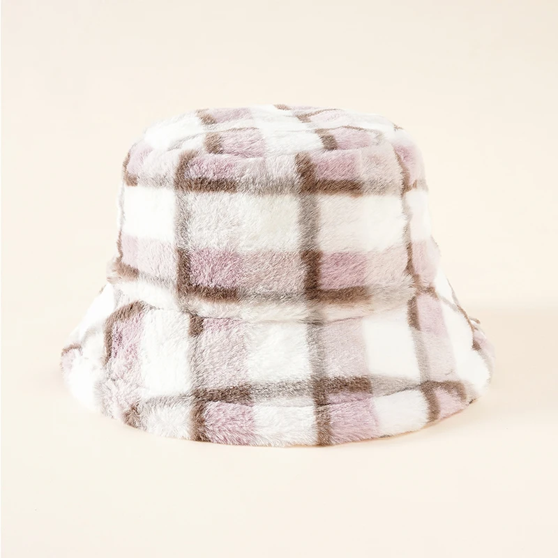 Новинка зимние клетчатые плюшевые Панамы унисекс Уличная Повседневная Теплая