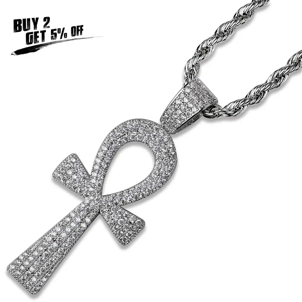 JINAO хип-хоп серебряный цвет Иисус Египетский Анкх брелок крест кулон ожерелья