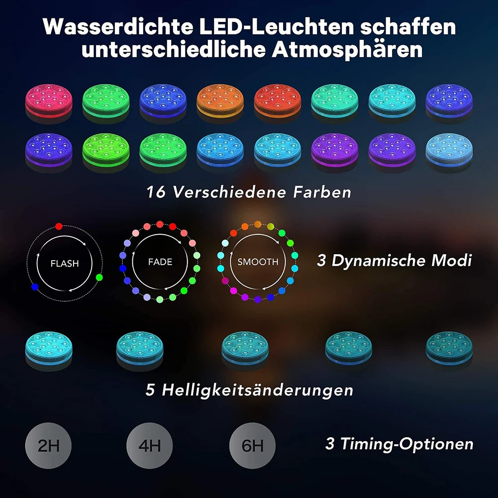 

13 LED Waterproof Underwater Lamp Swimming Pool Floating Lights Fountain Decor for Wedding Party Outdoor Garden Swimming