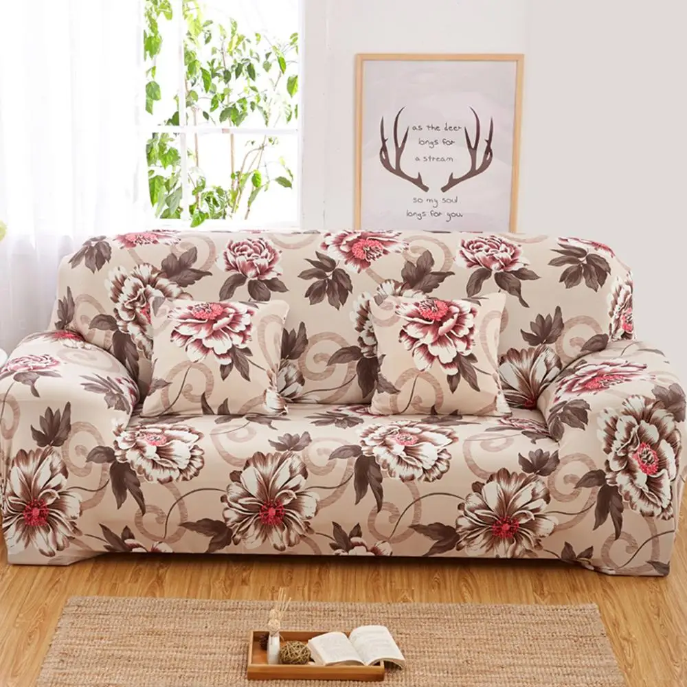 

Single/Two/Three/Four Seat Peony Sofa Cover for Living Room Couch Cover Sectional Corner Sofa Slipcover Cover Chair Protector