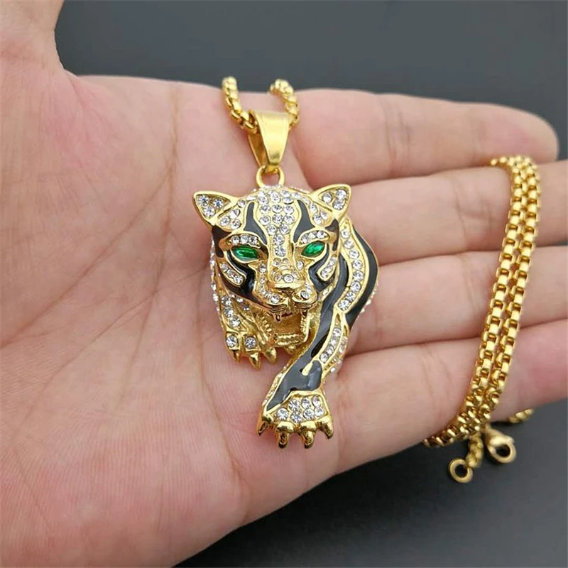 

Fashion 316l Stainless Steel Chain Necklace For Women Luxury Design Red Eyes Leopard Head Pendant Necklace Gift Party Jewelry