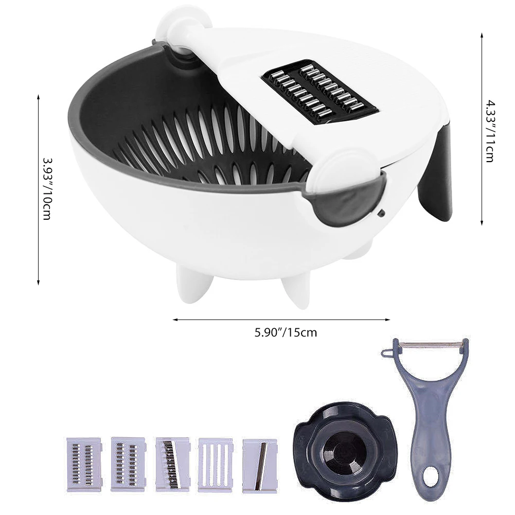 

Vegetable Cutter Slicer Chopper Fruit Strainer Draining Basket Multi-Function Spiralizer Chip Grater Peeler Household Shredder