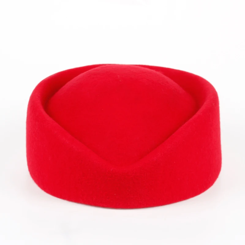 

Solid Color Red Rose flight attendant Hat High Quality Wool 100% Women Beret Cap Hats New Style Top selling berets Caps