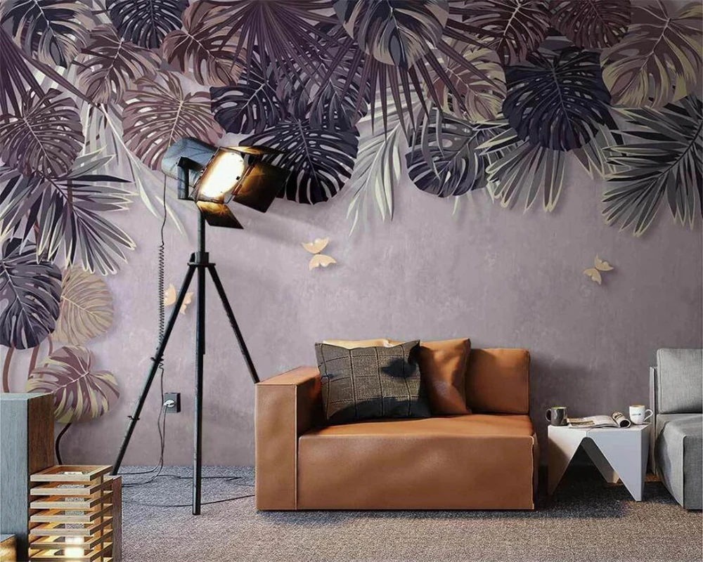 beibehang Custom Nordic hand-painted retro style tropical plant indoor background wallpaper wall papers home decor | Обустройство