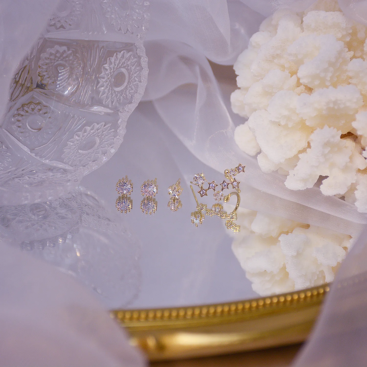 

High Quality 14K Real Gold S925 Silver Needle Exquisite Zircon Design Stud Earrings for Women