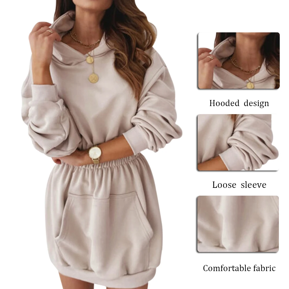 Осень 2020 женское платье однотонное свободное мини-платье с круглым вырезом