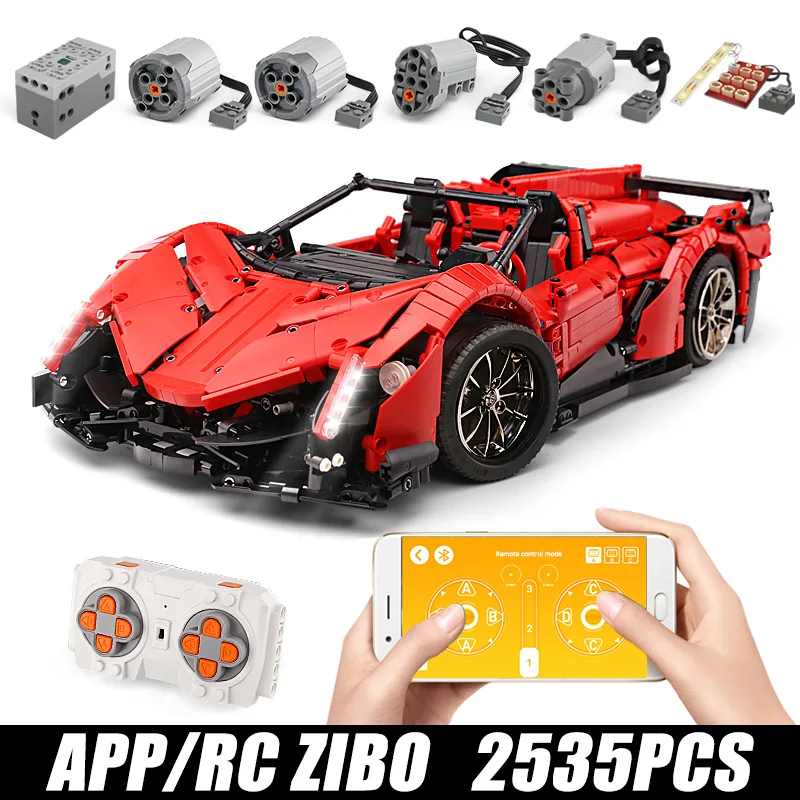 2101PCS Yeshin функция автомобиля 1: 8 красный гоночный спортивный автомобиль набор приложение RC Technic модель автомобиля Детские Рождественские подарки строительные блоки кирпичи - Цвет: 2101PCS