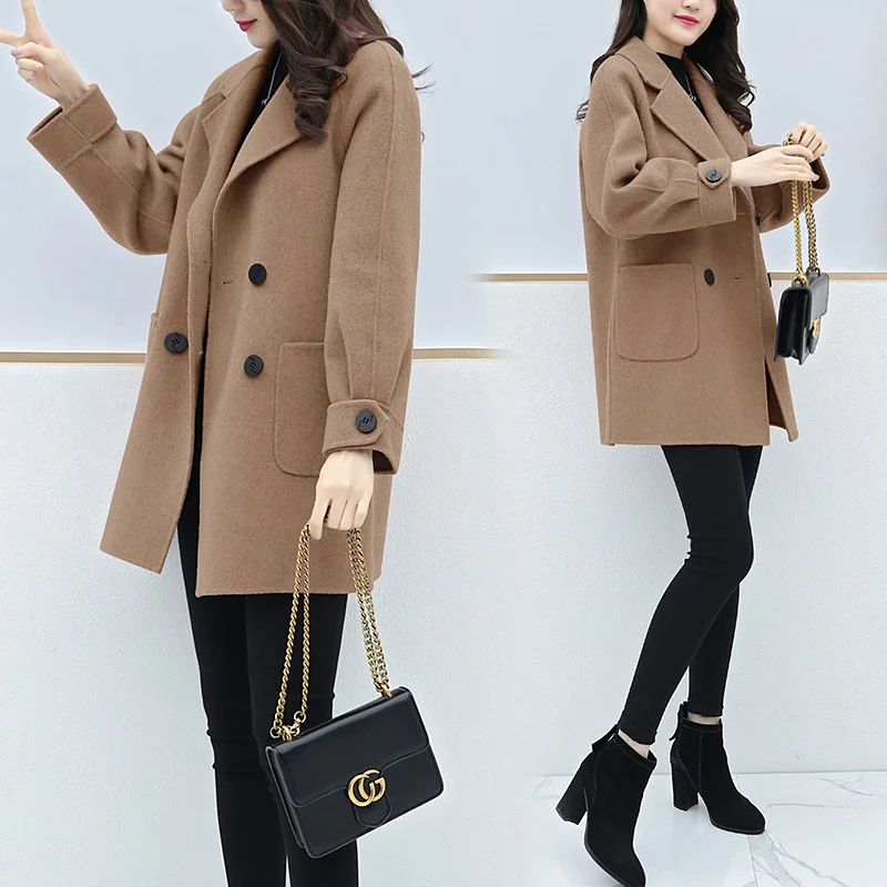 

Off Season Coat Women's Medium and Long Korean Version 2021 Autumn and Winter New Wool Small Man Wool Coat